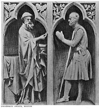 Carving at Reims Cathedral showing Abraham & Melchizedek