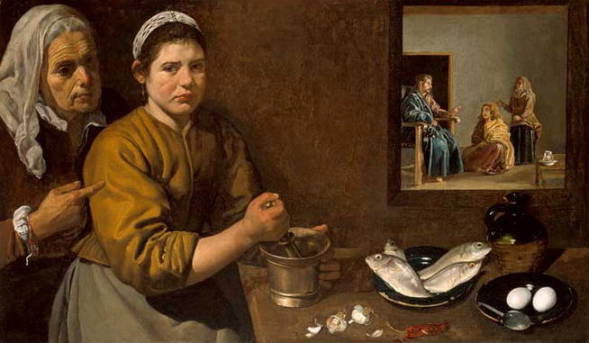 Diego Velasquez, <em>Christ in the House of Martha and Mary</em> (1618)